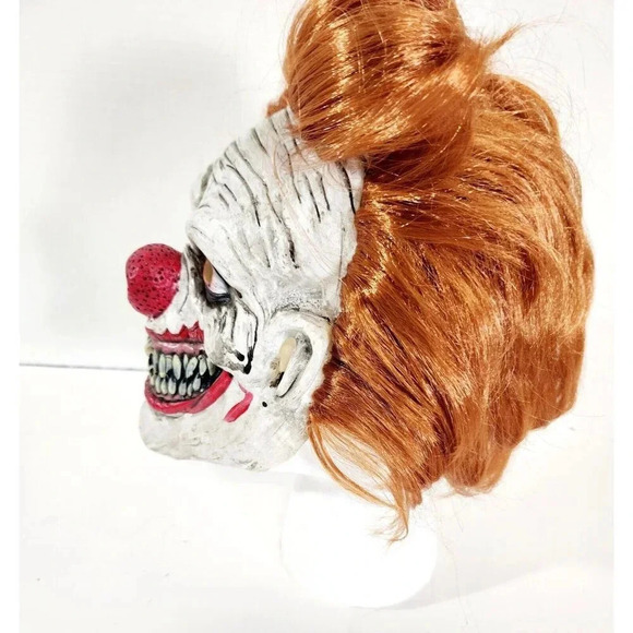 Halloween Demonic IT Clown Mask With Orange Hair Spooky Rubber Authentic - Picture 5 of 8